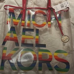 Michael Kors rainbow clear tote bag